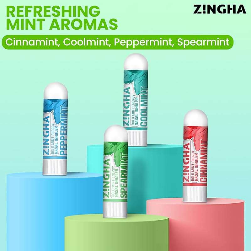 Z!NGHA Natural Aromatherapy Nasal Inhaler Stick for Sinus Relief, Focus & Stress Relief | Portable Dual-Hole Essential Oil Blend (4PK, Coolmint) - Image 5