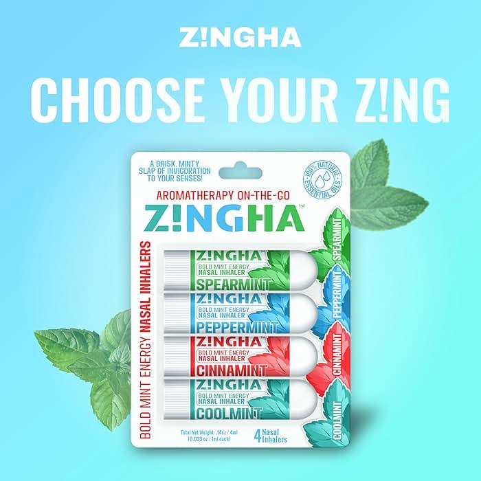 Z!NGHA Natural Aromatherapy Nasal Inhaler Stick for Sinus Relief, Focus & Stress Relief | Portable Dual-Hole Essential Oil Blend (4PK, Coolmint) - Image 7