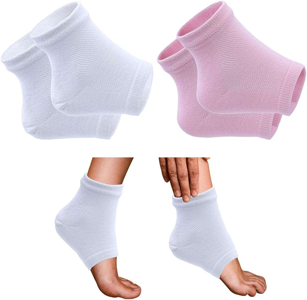 2 Pairs Moisturizing Heel Socks for Dry Cracked Feet, Gel Repair Moisture Spa Socks Foot Care Lotion Socks for Women Cracked Heel & Dry Foot Treatment Overnight - Image 1