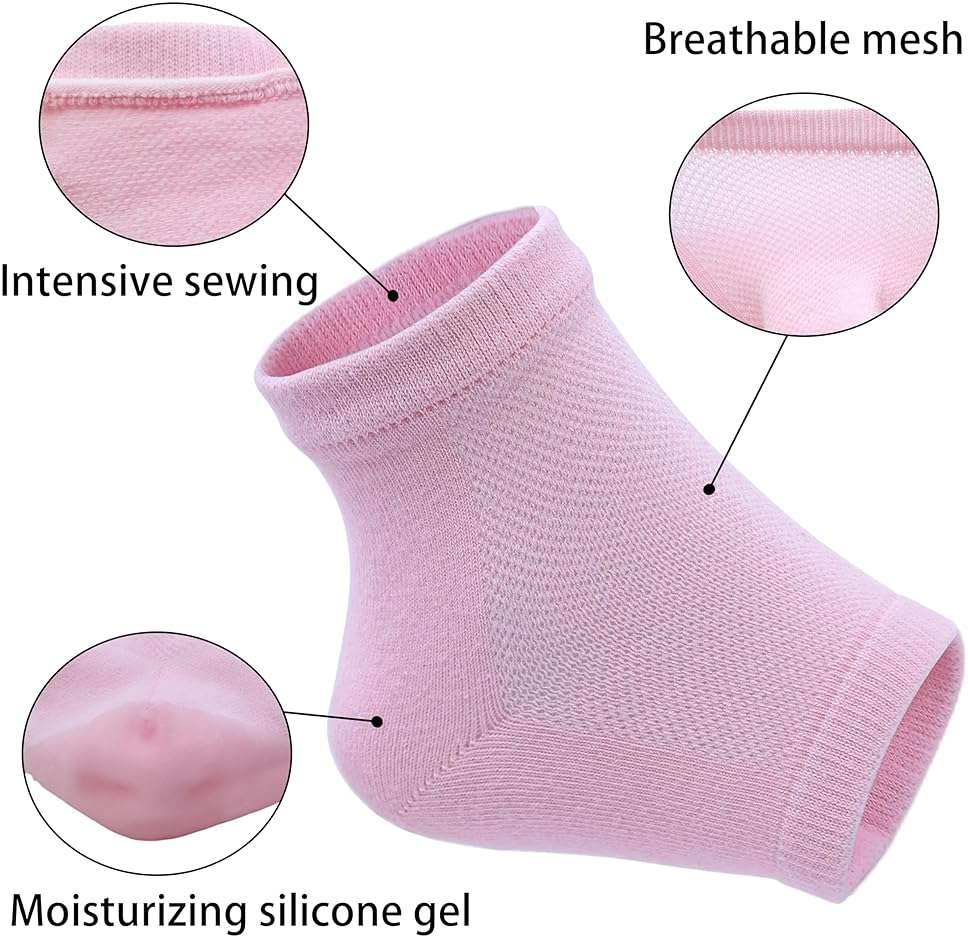 2 Pairs Moisturizing Heel Socks for Dry Cracked Feet, Gel Repair Moisture Spa Socks Foot Care Lotion Socks for Women Cracked Heel & Dry Foot Treatment Overnight - Image 3