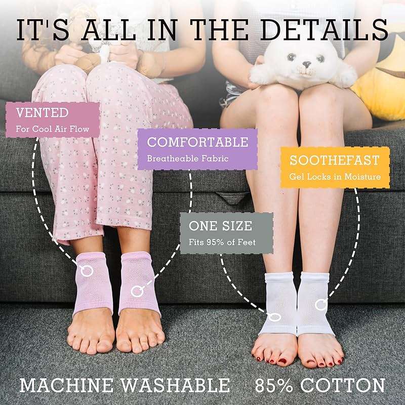 2 Pairs Moisturizing Heel Socks for Dry Cracked Feet, Gel Repair Moisture Spa Socks Foot Care Lotion Socks for Women Cracked Heel & Dry Foot Treatment Overnight - Image 4