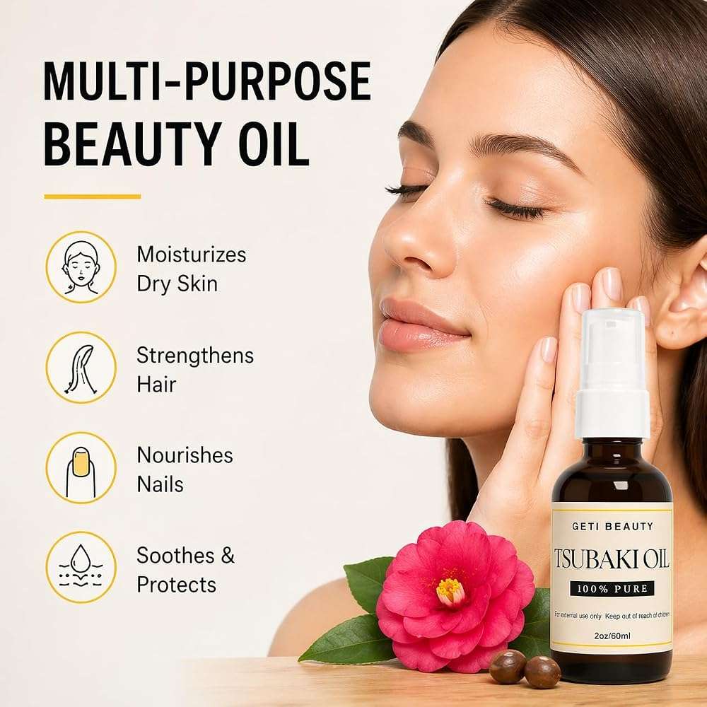 Tsubaki Oil 100% Pure for Hair, Skin & Nails – Pure Lightweight Japanese Beauty Secret - Non-Greasy Fast Absorbing Moisturizing Hair and Face Oil for Daily Care - Image 2