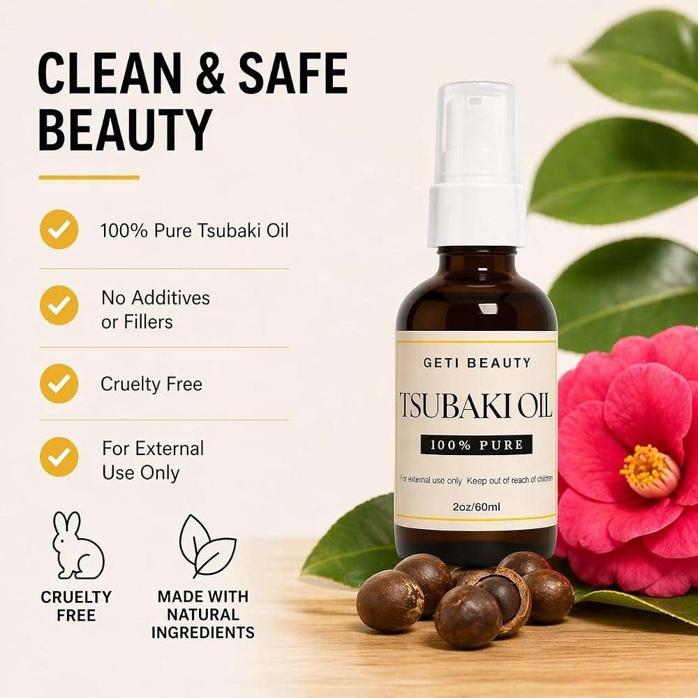 Tsubaki Oil 100% Pure for Hair, Skin & Nails – Pure Lightweight Japanese Beauty Secret - Non-Greasy Fast Absorbing Moisturizing Hair and Face Oil for Daily Care - Image 3