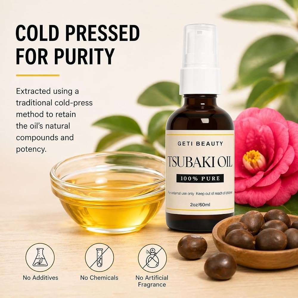 Tsubaki Oil 100% Pure for Hair, Skin & Nails – Pure Lightweight Japanese Beauty Secret - Non-Greasy Fast Absorbing Moisturizing Hair and Face Oil for Daily Care - Image 5