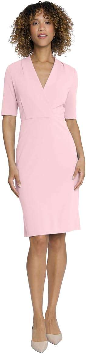 Maggy London Women's Versatile V-Neck Elbow Sleeve Knee-Length Dress | Business Casual Dresses for Women - Image 1