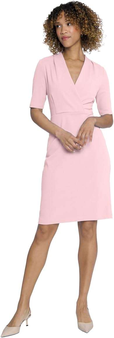 Maggy London Women's Versatile V-Neck Elbow Sleeve Knee-Length Dress | Business Casual Dresses for Women - Image 2
