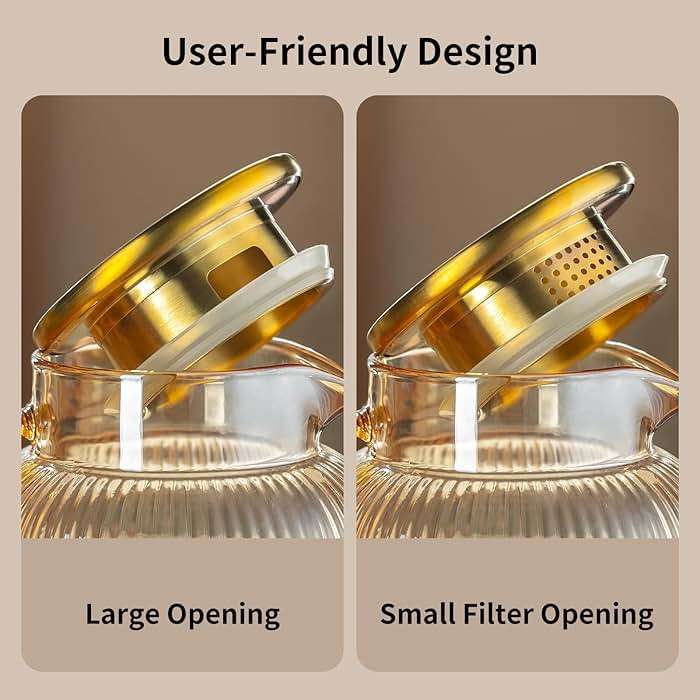 Buaic Glass Pitcher with Lid, 2 PACK 84 oz/ 2.5 Liter Amber Classic Vertical Stripes Water Pitcher,Glass Water Carafe for Cold Brew, Coffee, Lemonade, Iced Sun Tea,Beverage, Milk, Heat Resistant - Image 5