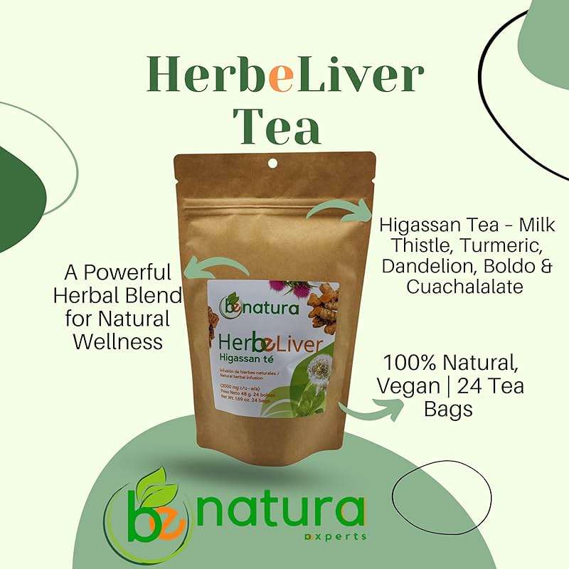 Cardo mariano, curcuma, diente de leon, boldo & cuachalalate TE (Milk thistle, turmeric, dandelion, boldo & cuachalalate) 24 Tea Bags, 100% natural herbal infusion, vegan, higassan te| HerbeLiver support - Image 5