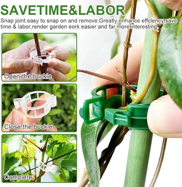 300 Pcs Plant Clips - Plastic Plant Clips for Climbing Plants,Reusable Plant Support Clips for Tomatoes, Vines,Cucumbers, and Climbing Plants,Gentle & Secure Garden Clips for Indoor & Outdoor Use - Image 4