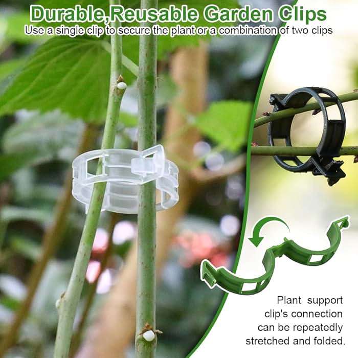 300 Pcs Plant Clips - Plastic Plant Clips for Climbing Plants,Reusable Plant Support Clips for Tomatoes, Vines,Cucumbers, and Climbing Plants,Gentle & Secure Garden Clips for Indoor & Outdoor Use - Image 5