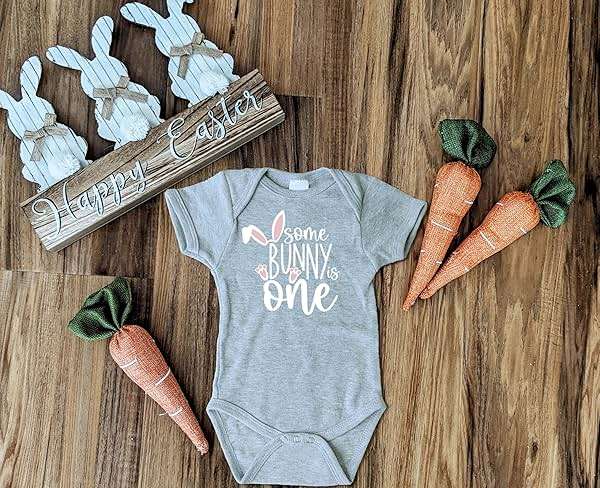Baby First Birthday Bodysuit, Some Bunny is One, Cake Smash Outfit, Gift for 1 Year Old - Image 2