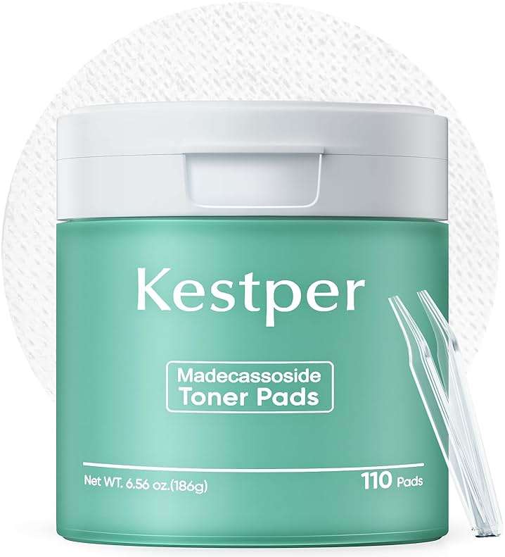 Kestper Madecassoside & Caffeine Toner Pads|Soothe Redness,Strengthen Barrier & Refine Pores with Centella Asiatica,Niacinamide | 110 Pads for All Skin Types - Image 1