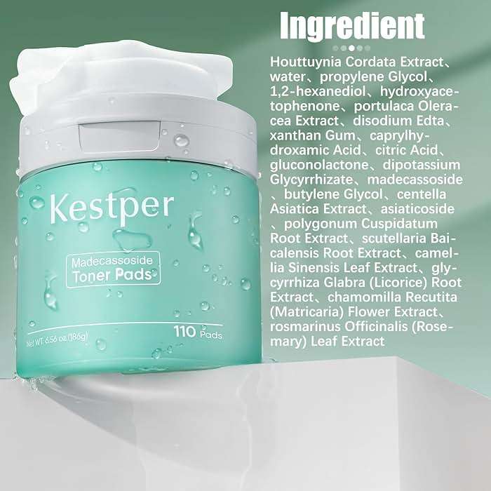 Kestper Madecassoside & Caffeine Toner Pads|Soothe Redness,Strengthen Barrier & Refine Pores with Centella Asiatica,Niacinamide | 110 Pads for All Skin Types - Image 7
