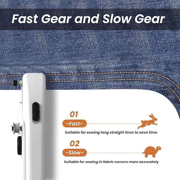 Xamanabu Handheld Sewing Machine for Beginners, Portable Mini Sewing Machine with Two Speed Modes, Easy to Operate and Fast Stitch Suitable for Clothes, Fabrics and Quick Home Repairs - Image 4