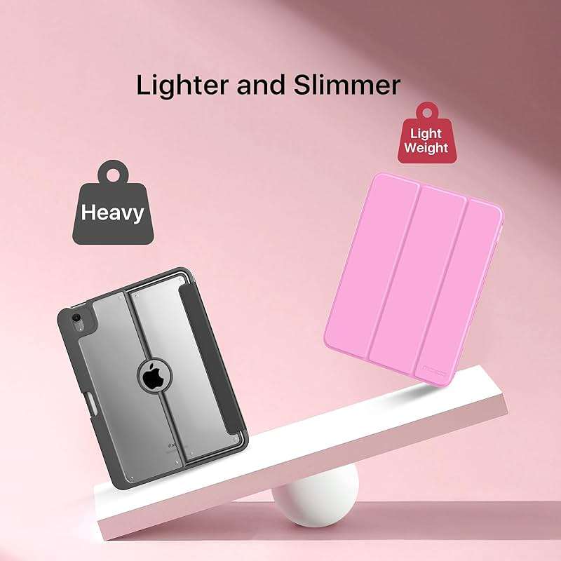 MoKo for iPad (A16) 11th Generation Case 11 Inch 2025, iPad 10th Generation Case 10.9 Inch 2022 with Pencil Holder, Slim Light Trifold Protective Cover with Hard PC Translucent Back Shell, Pink - Image 8