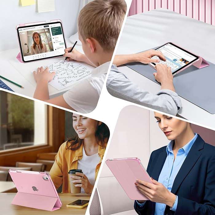 MoKo for iPad (A16) 11th Generation Case 11 Inch 2025, iPad 10th Generation Case 10.9 Inch 2022 with Pencil Holder, Slim Light Trifold Protective Cover with Hard PC Translucent Back Shell, Pink - Image 9