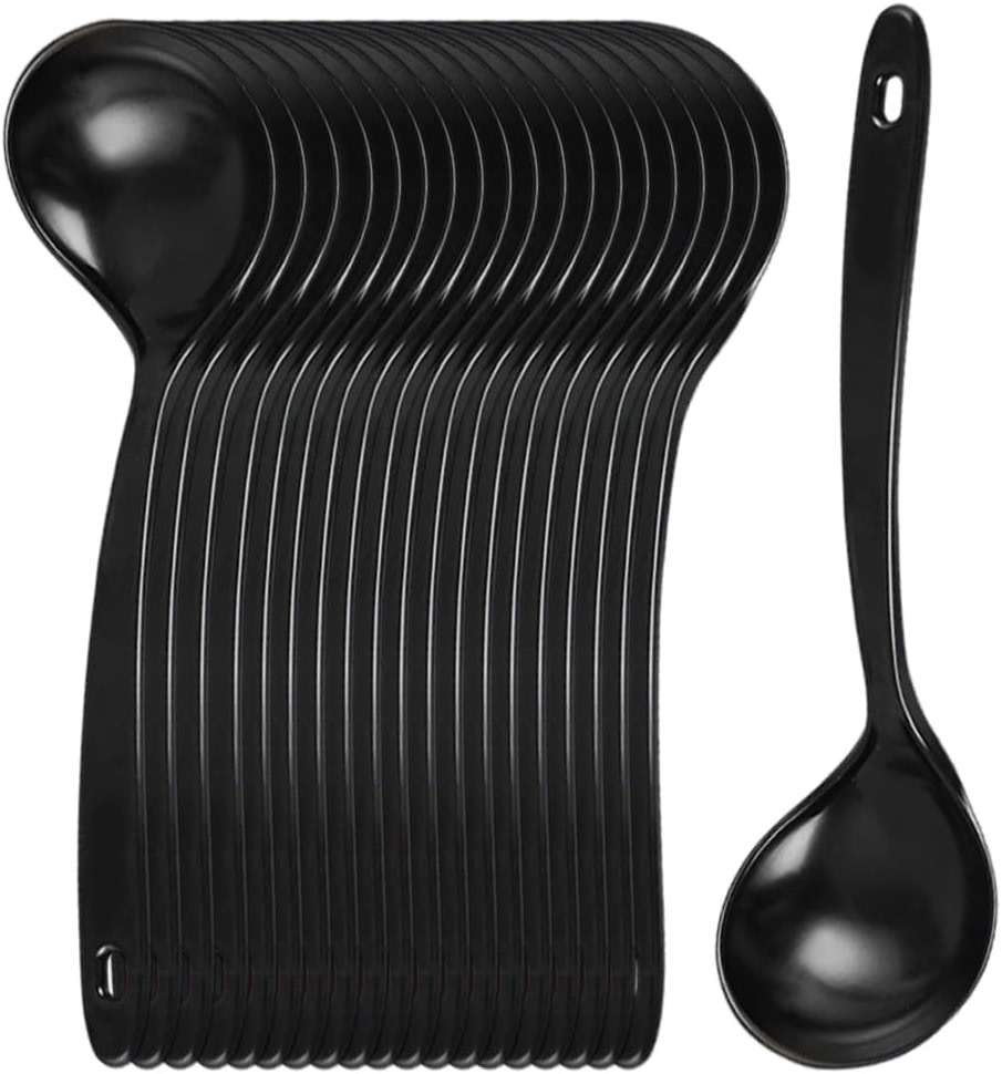 Large Plastic Serving Spoons,Disposable Heavy Duty Serving Spoons,Long Handle Scoop Soup Rice Ladle for Party Catering Buffet Restaurant,20 Pieces - Image 1