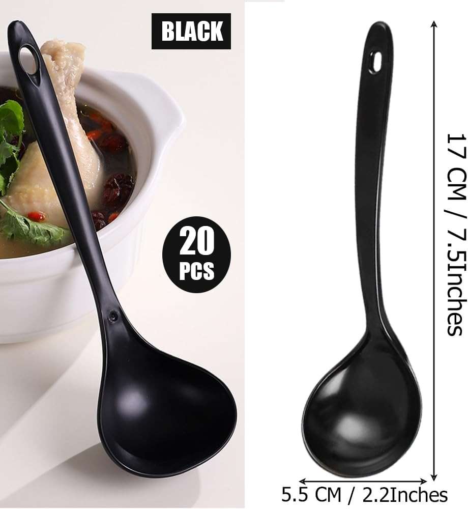 Large Plastic Serving Spoons,Disposable Heavy Duty Serving Spoons,Long Handle Scoop Soup Rice Ladle for Party Catering Buffet Restaurant,20 Pieces - Image 3