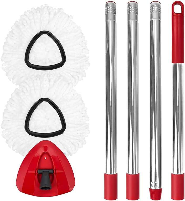Nuorest Spin Mop Replacement Set for O-Ceda EasyWring 1-Tank System, Includes 2 Microfiber Mop Heads, 1 Adjustable Spin Mop Handle (30"-58"), 1 Spin Base, Floor Cleaning(No Bucket) - Image 1