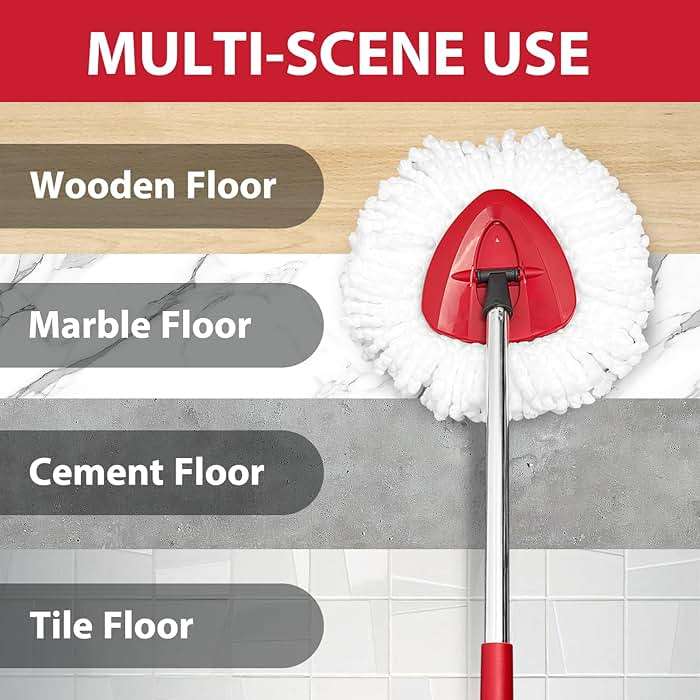 Nuorest Spin Mop Replacement Set for O-Ceda EasyWring 1-Tank System, Includes 2 Microfiber Mop Heads, 1 Adjustable Spin Mop Handle (30"-58"), 1 Spin Base, Floor Cleaning(No Bucket) - Image 7