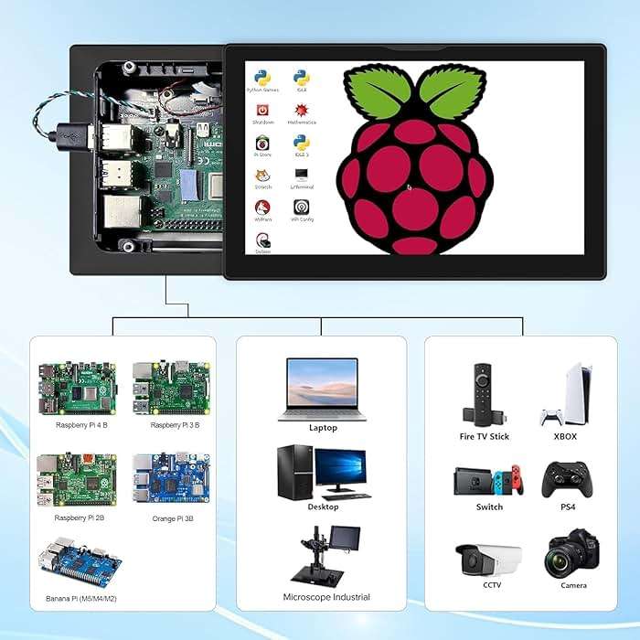 JUNEBOX 8 Inch Touchscreen for Raspberry Pi,5-Point 1280 * 800 IPS Touchscreen Portable Monitor with HDMI Interface Dual-Speaker for Raspberry Pi 5/4B/3B+/3B/B+ Jetson Nano Win11/10/8/7 (Inky) - Image 4