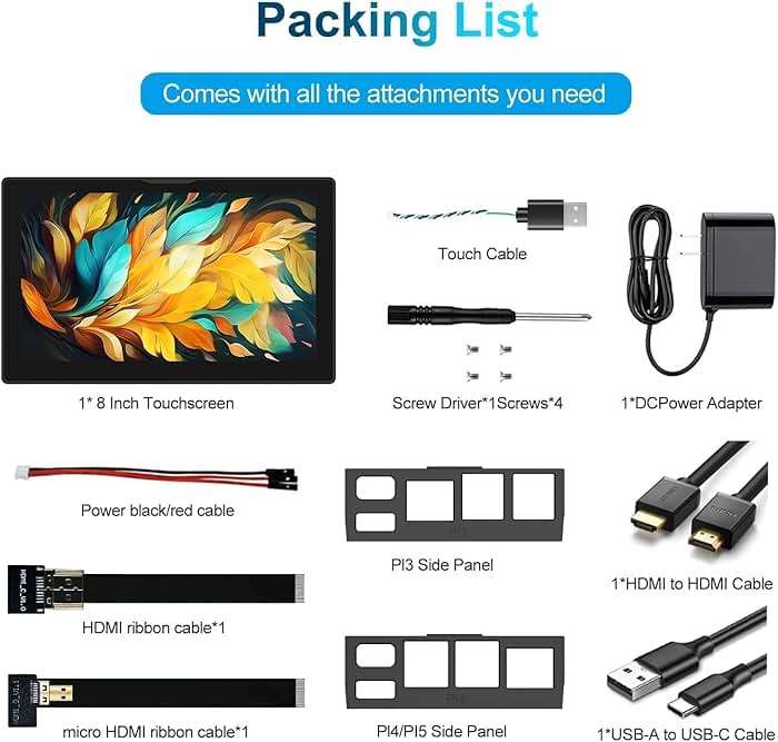 JUNEBOX 8 Inch Touchscreen for Raspberry Pi,5-Point 1280 * 800 IPS Touchscreen Portable Monitor with HDMI Interface Dual-Speaker for Raspberry Pi 5/4B/3B+/3B/B+ Jetson Nano Win11/10/8/7 (Inky) - Image 5