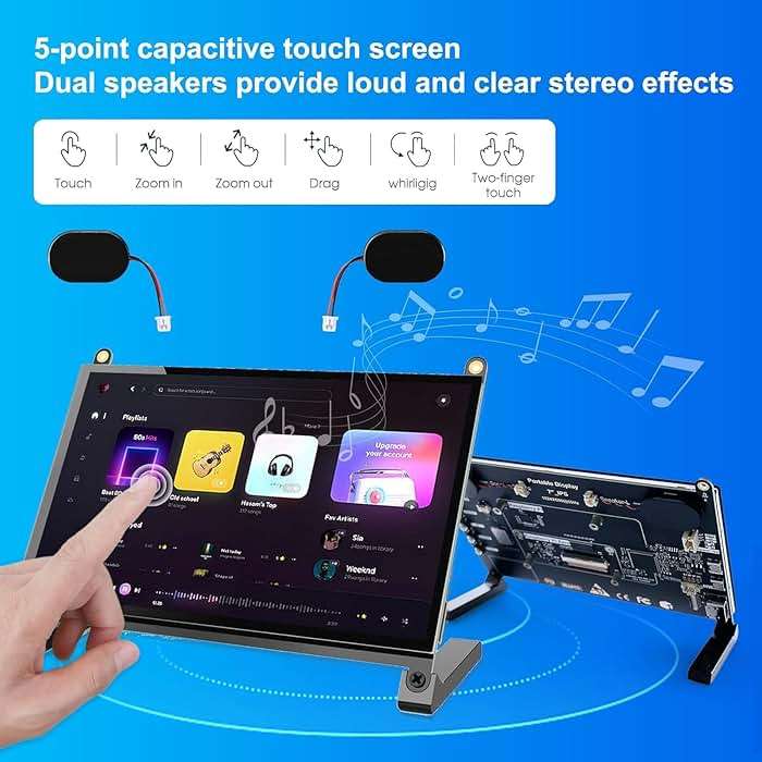 JUNEBOX 8 Inch Touchscreen for Raspberry Pi,5-Point 1280 * 800 IPS Touchscreen Portable Monitor with HDMI Interface Dual-Speaker for Raspberry Pi 5/4B/3B+/3B/B+ Jetson Nano Win11/10/8/7 (Inky) - Image 8