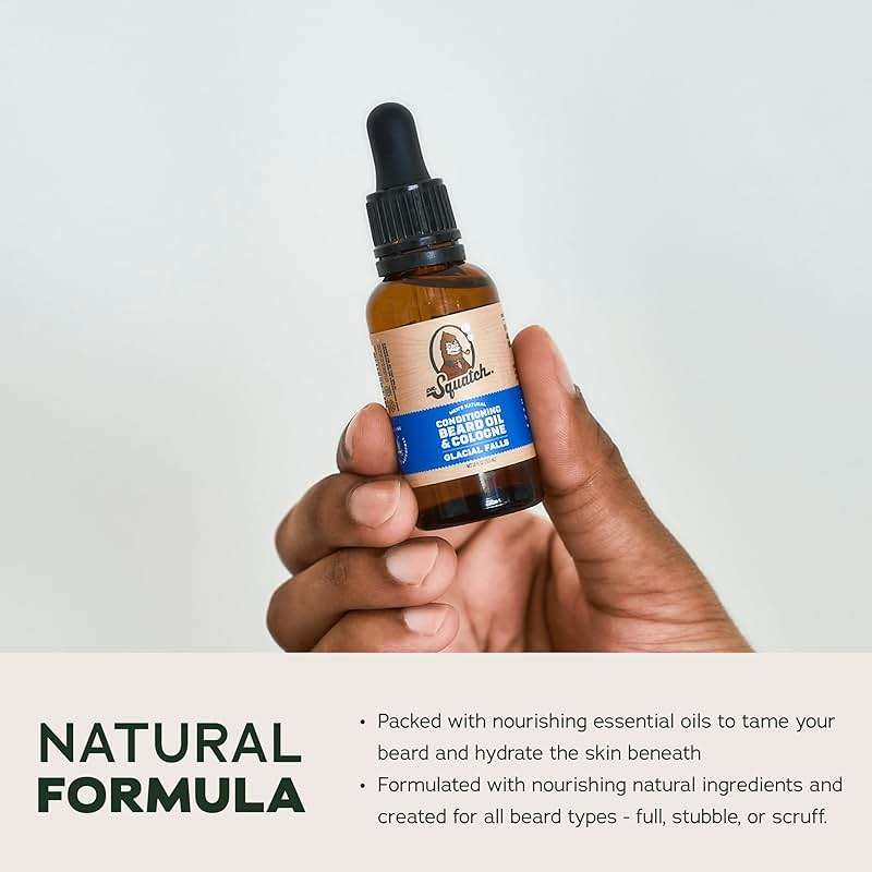 Dr. Squatch Conditioning Beard Oil & Cologne 3 Pack - Natural Men's Beard Oil Gift Pack - Nourish & Moisturize - Long Lasting Scent - Fireside Bourbon, Glacial Falls, Woodland Pine - Image 4