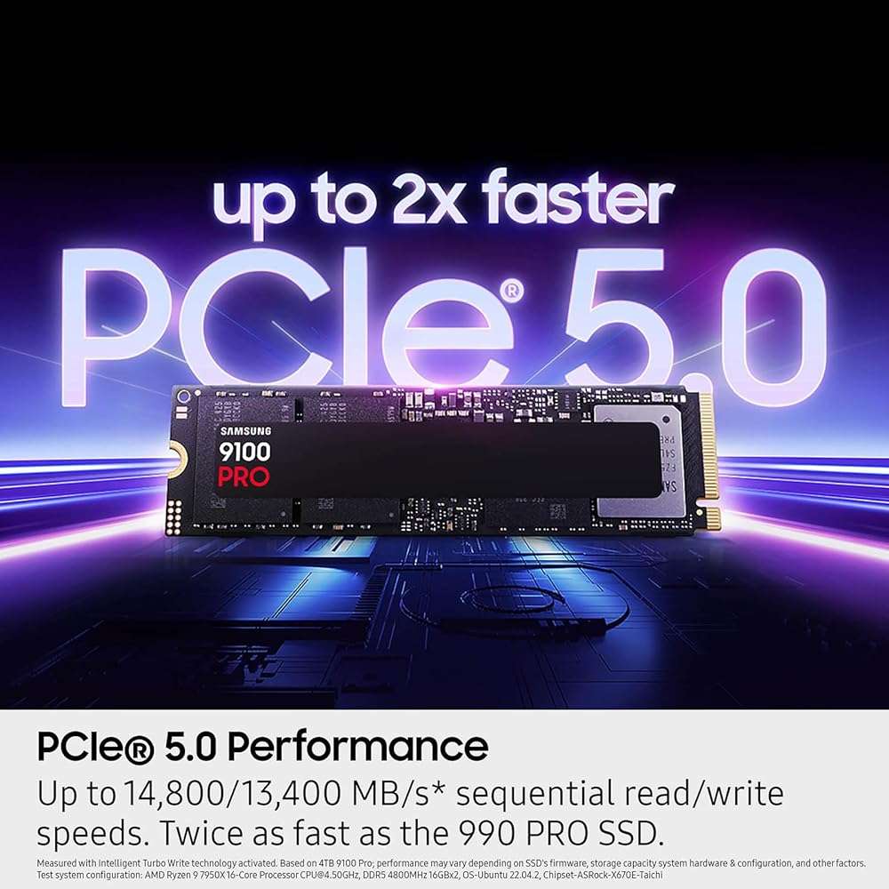 Samsung SSD 9100 PRO 2TB, PCIe 5.0x4 M.2 2280, Seq. Read Speeds Up to 14,700MB/s, Best for AI Computing, Gaming and Heavy Duty Workstations (MZ VAP2T0B/AM) - Image 4