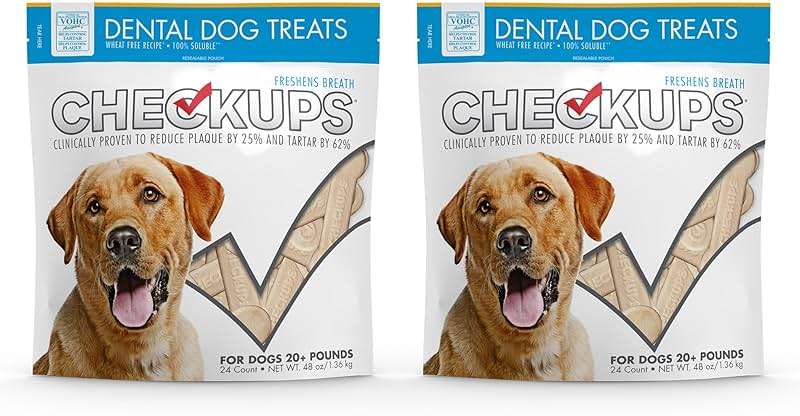 Checkups Dental Dog Treats for Oral Care, Fresh Breath & Plaque Control - 24 Treats, 48 oz. (2 Pack) - Delicious Chews for Happy and Healthy Dogs - Image 1