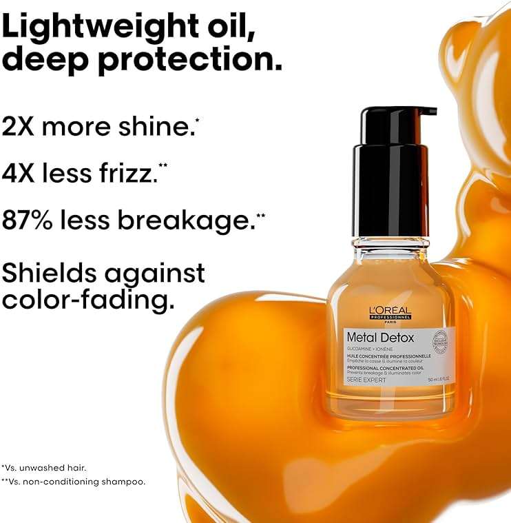 L'Oreal Professionnel Metal Detox Leave-In Oil - Detoxifies, Prevents Damage and Prolongs Hair Color With Shine - Image 3
