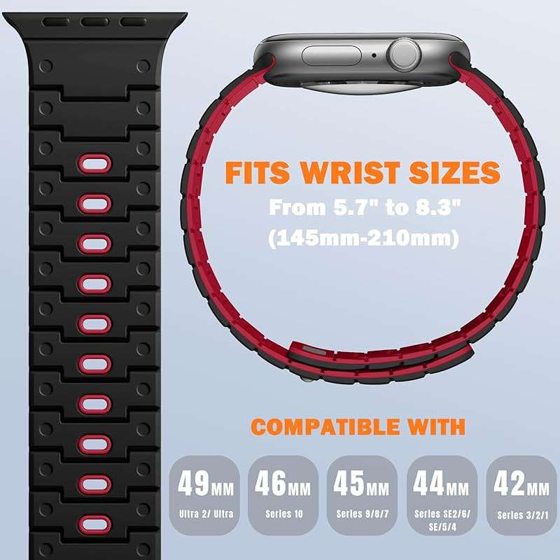 Magnetic Watch Band Compatible with Apple Watch 49mm 46mm 45mm 44mm 42mm Bands for Men Women + R-Nylon Handmade Survival Paracord Band - Image 5