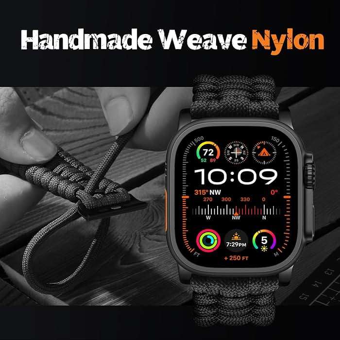 Magnetic Watch Band Compatible with Apple Watch 49mm 46mm 45mm 44mm 42mm Bands for Men Women + R-Nylon Handmade Survival Paracord Band - Image 8