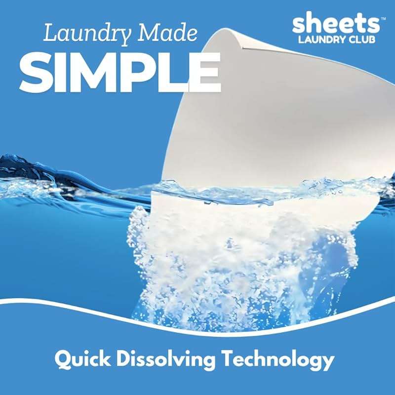 Sheets Laundry Club - Liquidless Laundry Detergent Sheets, 100 Loads - Fragrance Free Scent, Eco-Friendly, Quick-Dissolving Formula, Hypoallergenic, Septic Safe, Plastic-Free Packaging - 50 Sheets - Image 3