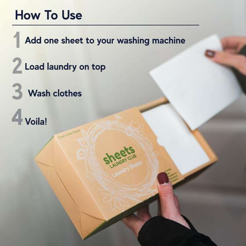 Sheets Laundry Club - Liquidless Laundry Detergent Sheets, 100 Loads - Fragrance Free Scent, Eco-Friendly, Quick-Dissolving Formula, Hypoallergenic, Septic Safe, Plastic-Free Packaging - 50 Sheets - Image 4