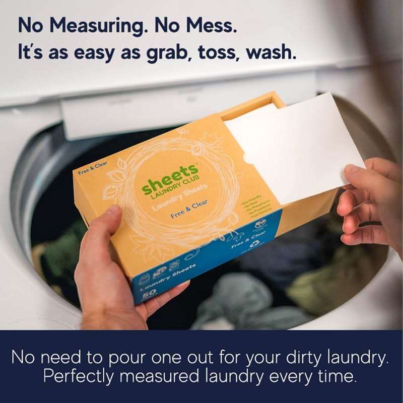 Sheets Laundry Club - Liquidless Laundry Detergent Sheets, 100 Loads - Fragrance Free Scent, Eco-Friendly, Quick-Dissolving Formula, Hypoallergenic, Septic Safe, Plastic-Free Packaging - 50 Sheets - Image 6