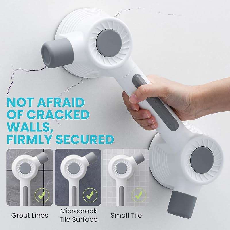 TAILI Grab Bars for Bathtubs and Showers, Super Strong Adhesive Grab Bar for Seniors, Bathroom Safety Grip for Microcrack Tile, Shower Handles Rails for Elderly,Drill-Free Waterproof(350 lbs Capacity) - Image 6