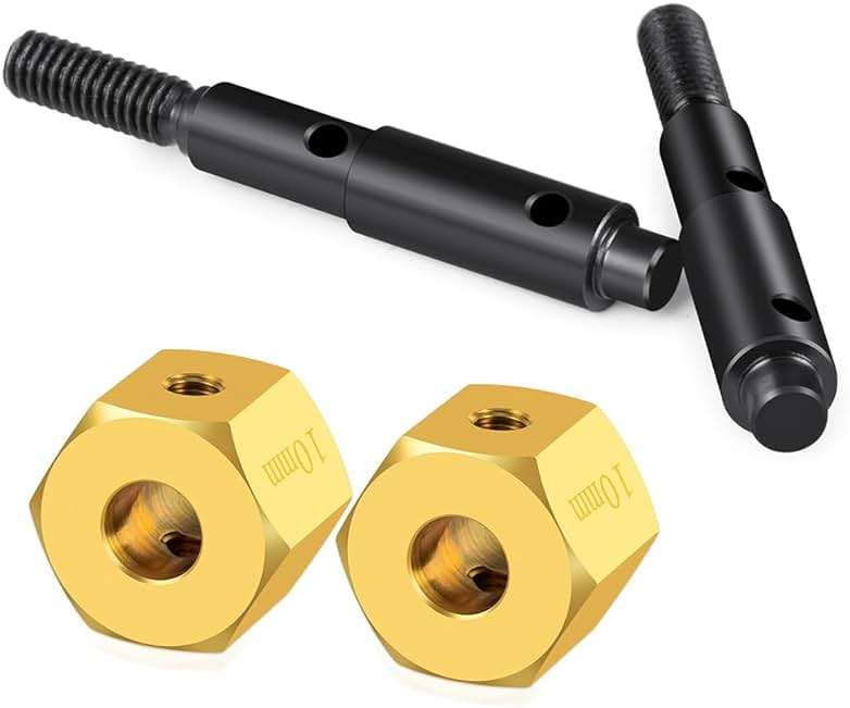 MOHRO Brass +10mm Extended Wheel Hubs Hex Pins and Steel Portal Drive Stub Axle Shaft Kit for Redcat-Ascent 1/10 RC Crawlers Upgrades - Image 2