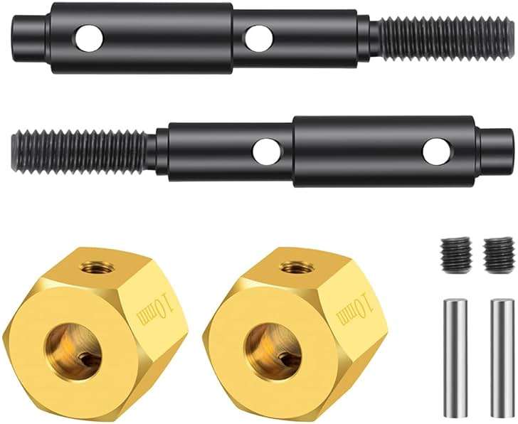 MOHRO Brass +10mm Extended Wheel Hubs Hex Pins and Steel Portal Drive Stub Axle Shaft Kit for Redcat-Ascent 1/10 RC Crawlers Upgrades - Image 6