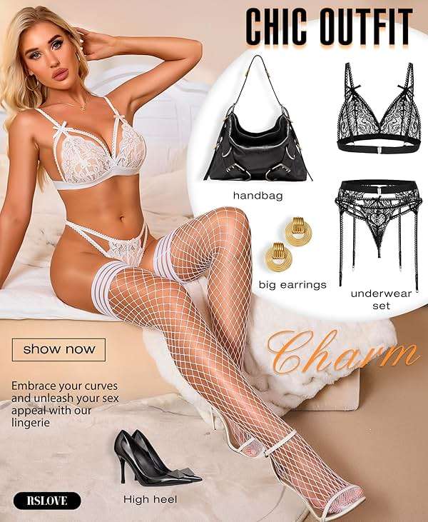 RSLOVE Fishnet Thigh High Stockings - Womens Fishnet Stockings Antiskid Silicone Stay Up Pantyhose Sexy Lingerie for Women - Image 4