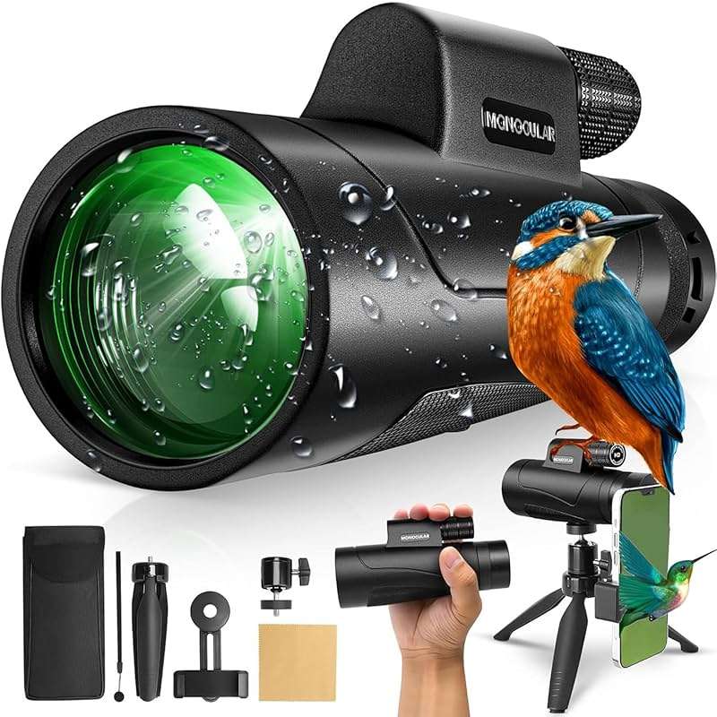 80x100 Monocular Telescope High Powered for Smartphone High Definition Monoculars for Adults with Adapter/Tripod for Bird Watching Hiking Hunting Camping Traveling Outdoor Wildlife-2025 Update - Image 1