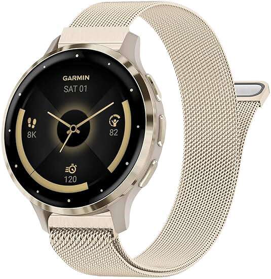 Metal Watch Band Compatible with Garmin Venu 4 41mm / Venu 3S / Venu 2S / Vivoactive 4S / Vivomove 3S, 18mm Stainless Steel Mesh Loop Replacement Wristband Strap for Garmin Forerunner 255s/265S - Image 1