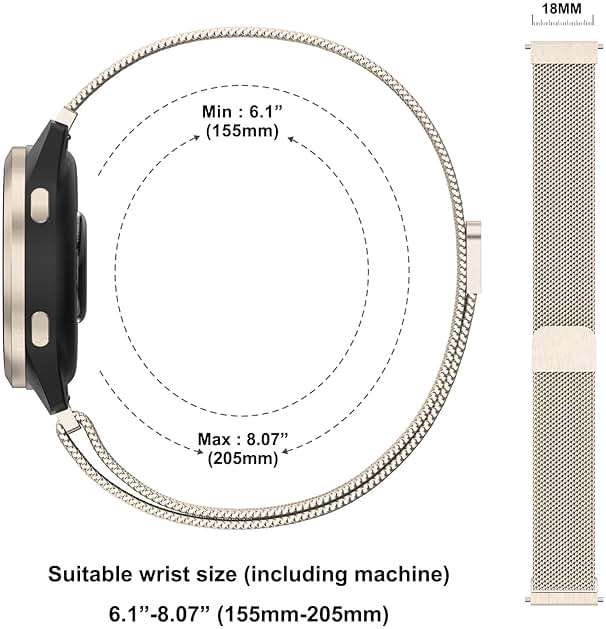 Metal Watch Band Compatible with Garmin Venu 4 41mm / Venu 3S / Venu 2S / Vivoactive 4S / Vivomove 3S, 18mm Stainless Steel Mesh Loop Replacement Wristband Strap for Garmin Forerunner 255s/265S - Image 3