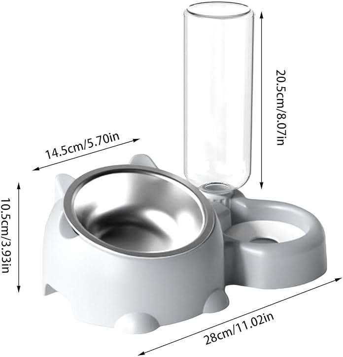 2025 Cats Food and Water Bowl Set Dog Dish with Water Dispenser Double Dog Bowls Automatic Water Dispenser Bottle No-Spill Pet Feeder Removable Cat Dish Pet Feeder Bowl for Dogs (Purple) - Image 2