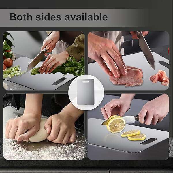 Poreids 304 Stainless Steel Cutting Board - Double Sided Metal Chopping Board for Kitchen, Dishwasher Safe, Small, 13.0x9.2in - Image 6