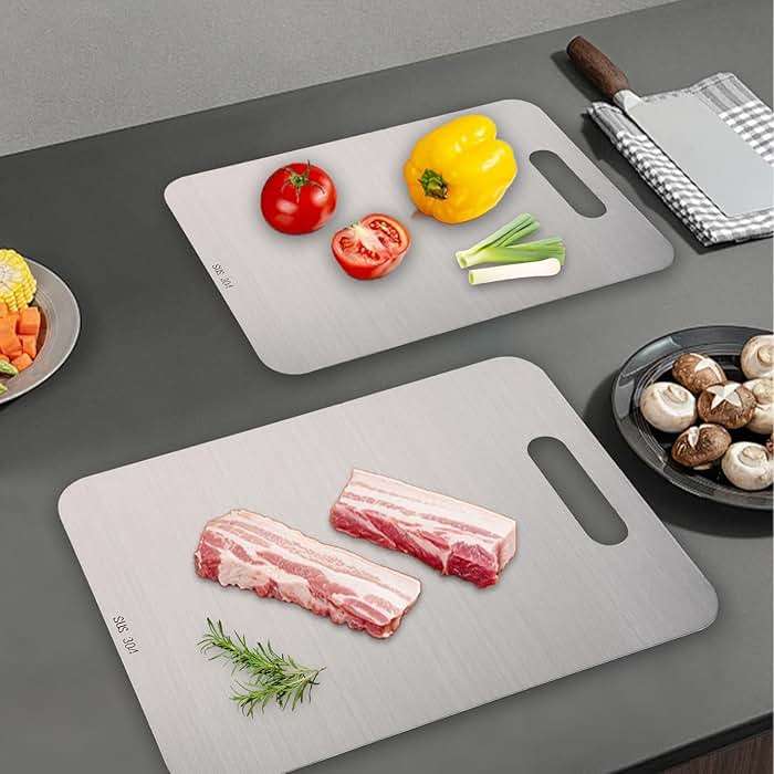 Poreids 304 Stainless Steel Cutting Board - Double Sided Metal Chopping Board for Kitchen, Dishwasher Safe, Small, 13.0x9.2in - Image 7