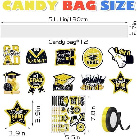 Candy Leis for Graduation 2026 Candy Leis Tubing Making Ket Graduation Lei Accessories Ribbon Grad Stickers DIY Grad Candy Bag for Grad Party Favor - Image 3
