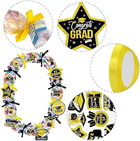 Candy Leis for Graduation 2026 Candy Leis Tubing Making Ket Graduation Lei Accessories Ribbon Grad Stickers DIY Grad Candy Bag for Grad Party Favor - Image 4