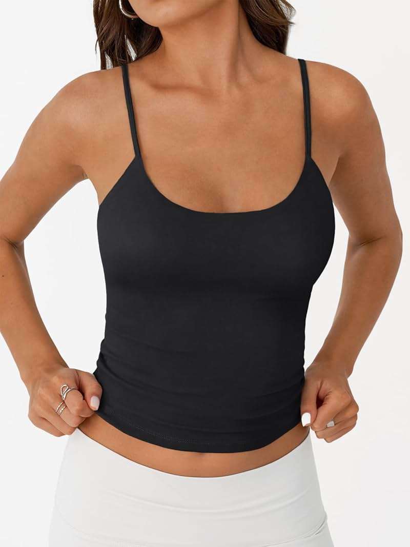 Trendy Queen Womens Summer Double Lined Adjustable Spaghetti Strap Tank Top - Image 2