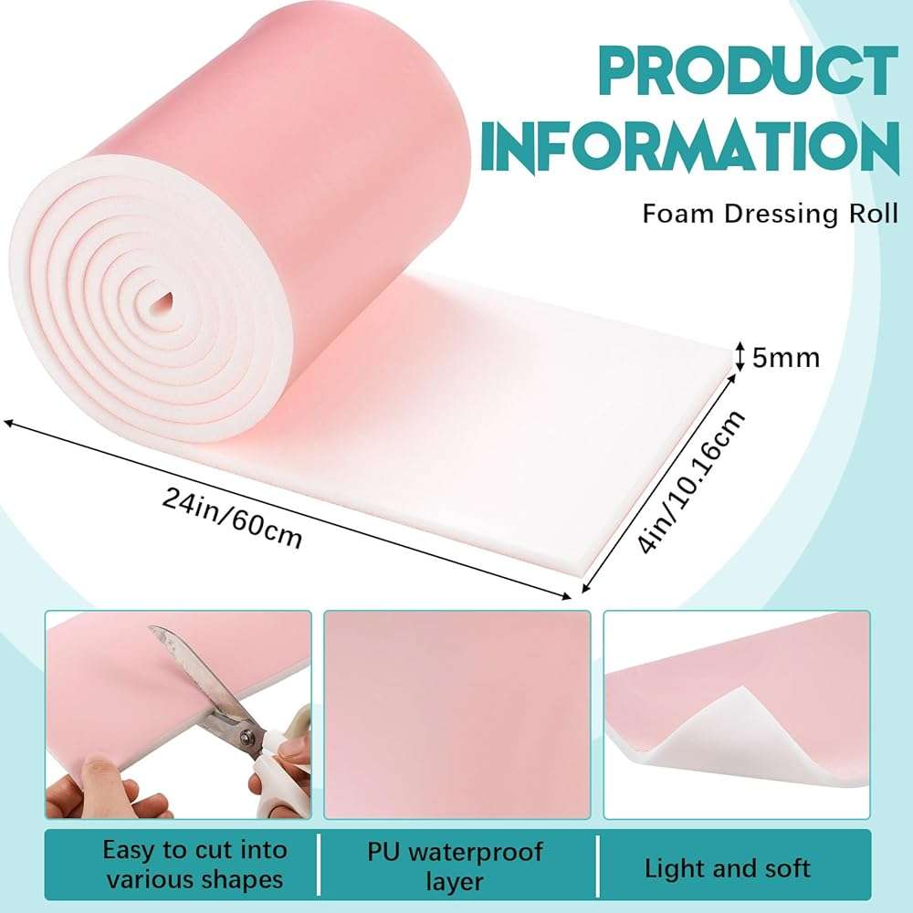 Geiserailie Foam Dressing Roll 4 x 24 Inch Sterile Non-Adhesive Hydrophilic Pads Without Border Polymeric Membrane Wound Dressing for Wound Care - Image 2